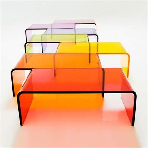 Custom Neon Color Lucite Waterfall Rectangular Coffee Table | Clear Home Design Lucite Furniture ...