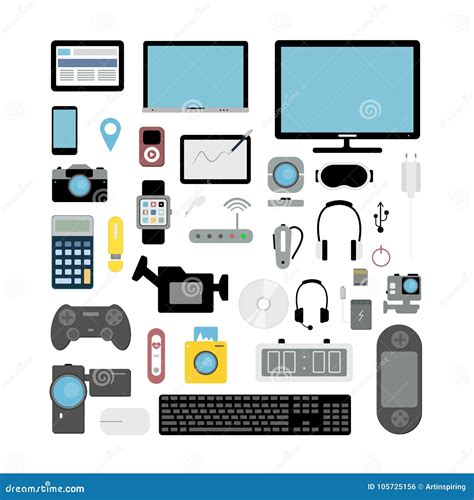 Electronic devices set. stock vector. Illustration of gadgets - 105725156