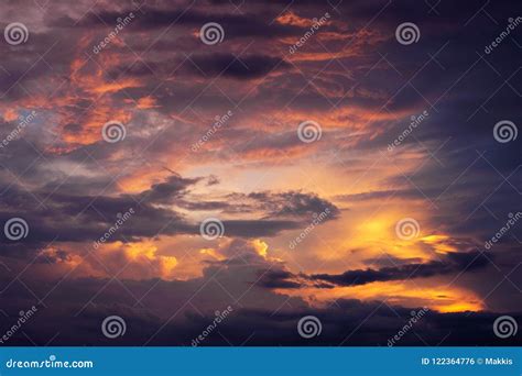 Dramatic sunset clouds stock photo. Image of horizontal - 122364776