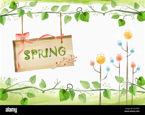 illustration landscape of spring Stock Photo - Alamy