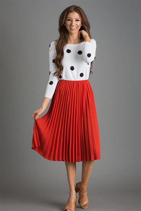 Red Pleated Midi Skirt | Dresses Images 2022