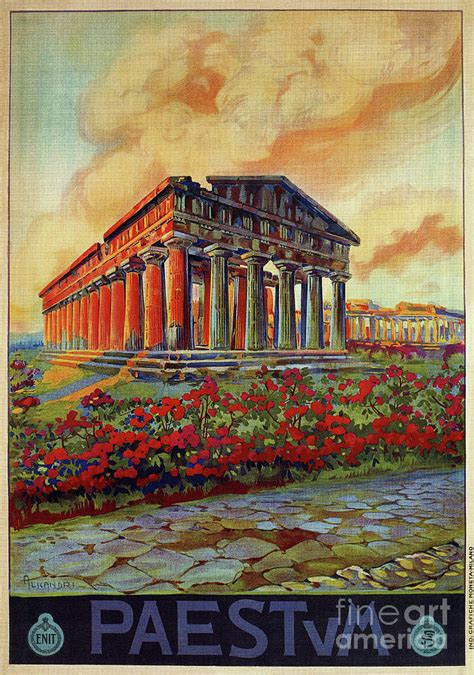 Paestum ancient Greek temple Drawing by Heidi De Leeuw - Fine Art America