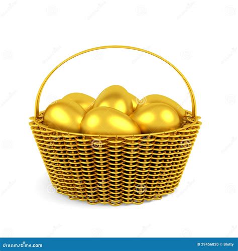 Golden Easter Eggs In Basket Isolated Stock Photo - Image: 29456820