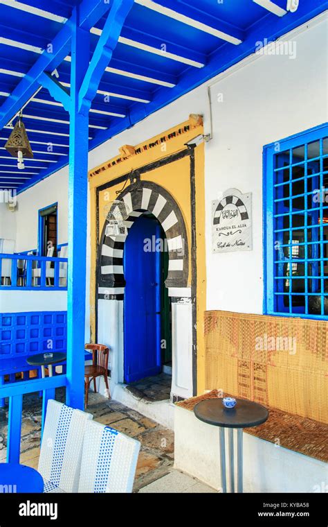 The famous cafe in Sidi Bou Said. SIDI BOU SUID, TUNISIA - NOVEMBER 22, 2017 Stock Photo - Alamy