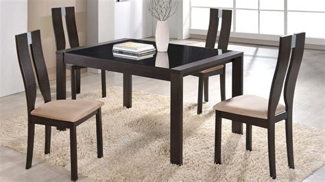 Black Glass Dining Room Table Set | Modern glass dining room, Glass dining room sets, Modern ...