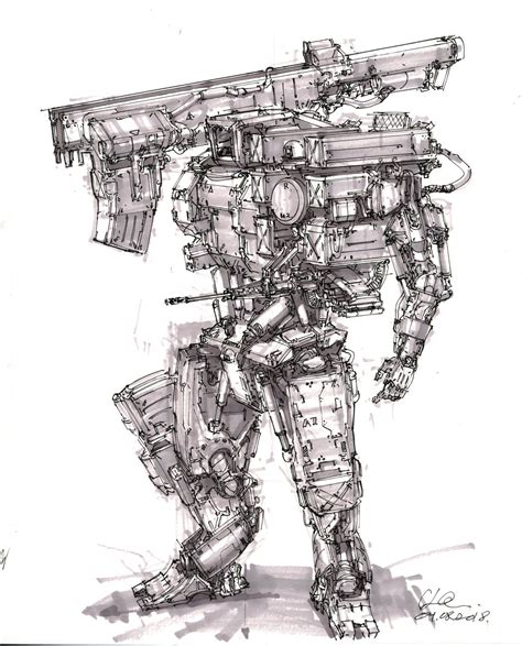 mech practice drawing, Longque Chen on ArtStation at https://www ...