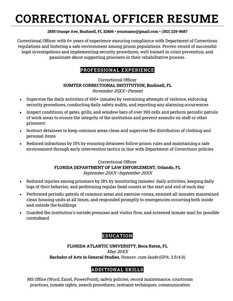 Correctional Officer Resume - Sample & 11+ Skills to List