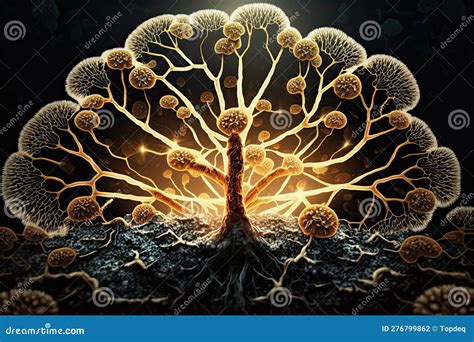 Natural Fungus Mycelium Network Illustration Stock Illustration ...