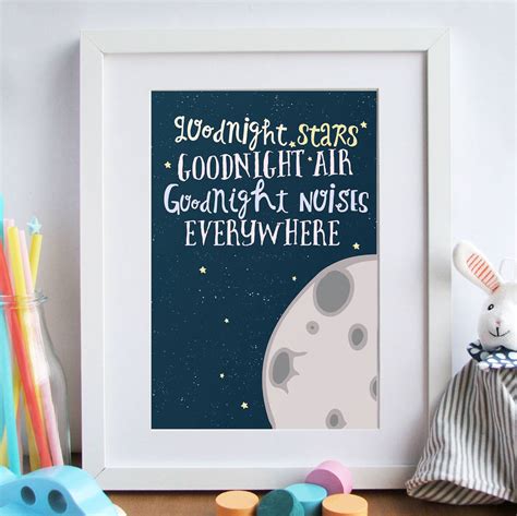 goodnight moon nursery art print by rory & the bean | notonthehighstreet.com