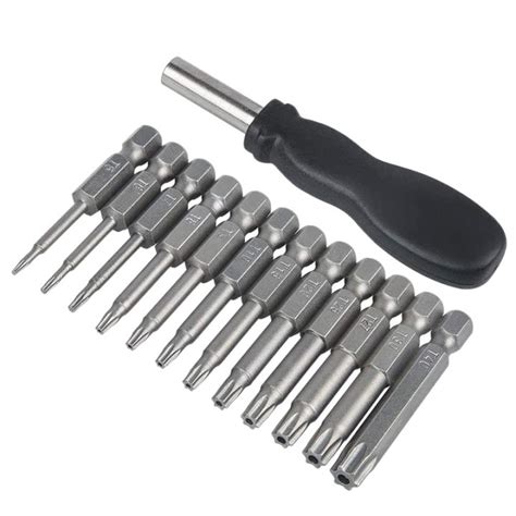 12 Pack Torx Head Screwdriver Bit Set 1/4 Inch Hex Shank T5-T40 Star ...