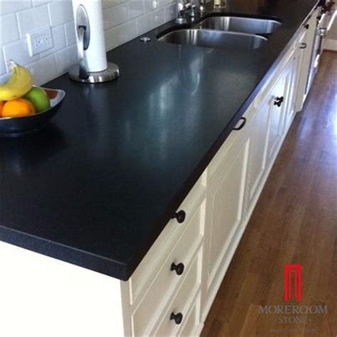 Artificial Engineered Pure Black Quartz Stone Kitchen Countertop Price ...