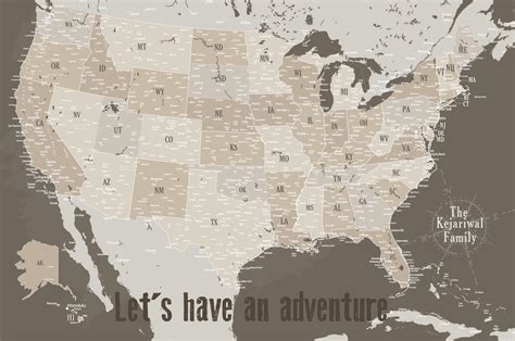 Map of United States Push Pin Travel Map Personalized Gift - Etsy