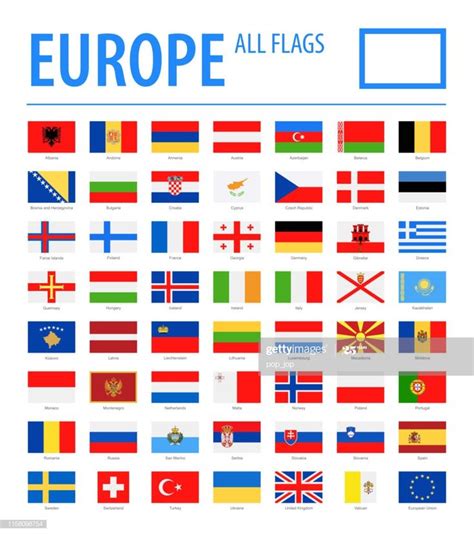 Europe All Flags - Vector Rectangle Flat Icons | Capitales de europa, Banderas de europa ...