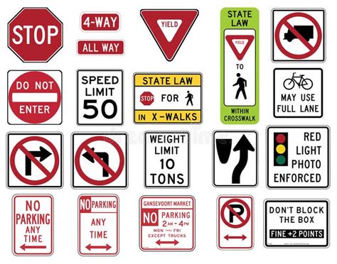 Traffic Signs in the United States - Regulatory Series. Vector ...