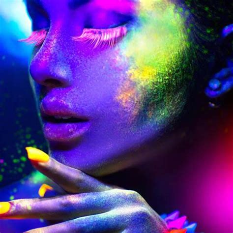 Neon Color Body Face Painting Glow In The Dark Paint Glowing Fluorescent Luminescent Luminous ...