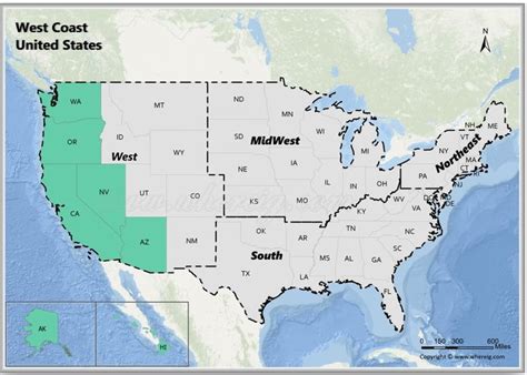 a map of the united states showing central atlantic and west