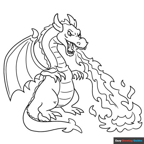 Dragon Fire Breathing Coloring Pages Drawing Printable Color Simple ...