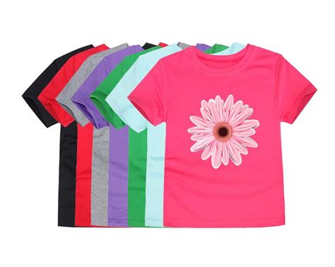 12 Colors Girls Daisy Flower T Shirts Children Floral Summer Tops T ...