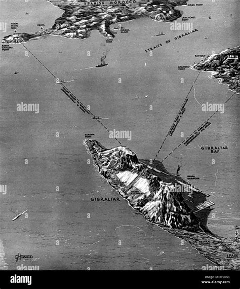 Map of Gibraltar in World War II Stock Photo - Alamy