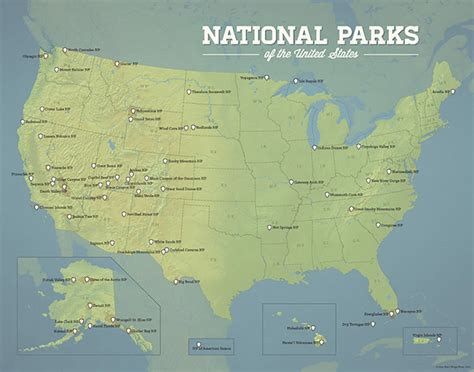 US National Parks Map 11x14 Print - Best Maps Ever