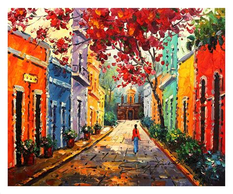 Amazon.com: Puerto Rico,Canvas print of oil painting,24"x36",Old San ...