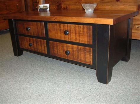 Rough Sawn 4 Drawer Pine Coffee Table - Solid Wood Mennonite Furniture Hart's Country Furniture ...