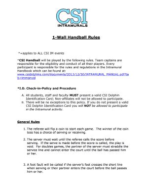 Fillable Online 1-Wall Handball Rules Fax Email Print - pdfFiller