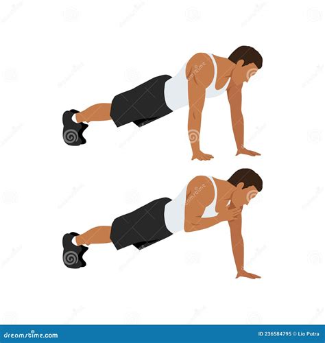 Plank Shoulder Taps Exercise. Flat Vector Illustration Stock Vector - Illustration of ...