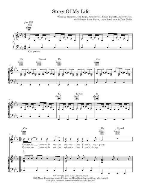 story of my life Sheet music for Piano, Vocals by One Direction: Music ...