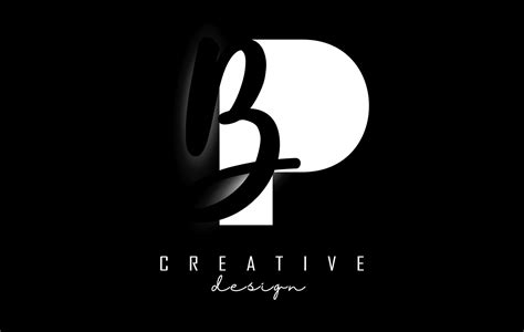 White and Black Letters PB Logo with a minimalist design. Letters P and B with geometric and ...