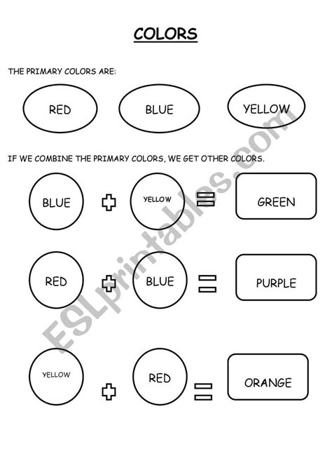 PRIMARY AND SECONDARY COLORS - ESL worksheet by JohaTechera