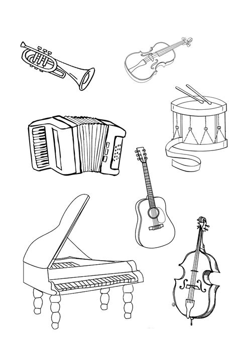 ️Free Coloring Pages Musical Instruments Free Download| Gambr.co