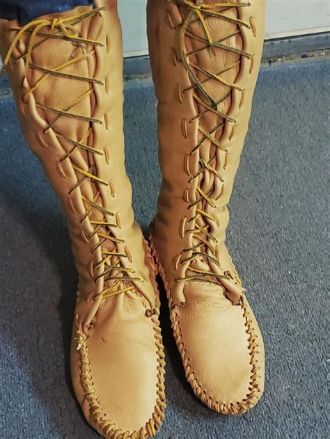 Custom made to order knee high moccasins | Etsy | Knee high moccasins, Native american boots ...