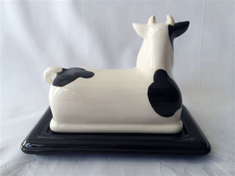 Cow Butter dish Black and White Cow Holstein Butter dish