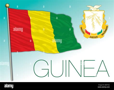 Guinea official national flag and coat of arms, african country, vector illustration Stock ...