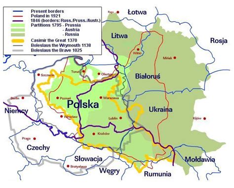 Polish History Map: Poland History Illustrated by Border Changes