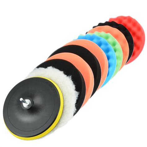 11Piece Car Polishing Pad 7" Waxing Buffing Polishing Sponge Pads Car Polisher Drill Adapter ...