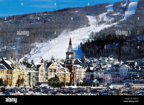 View of village at the base of Mont Tremblant Ski Resort, north of ...