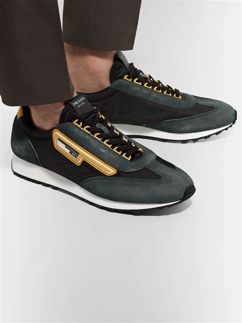 Black Milano 70 Nylon and Suede Sneakers | PRADA | MR PORTER