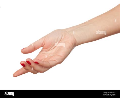 outstretched hand isolated on white.very shallow depth of field, focus ...