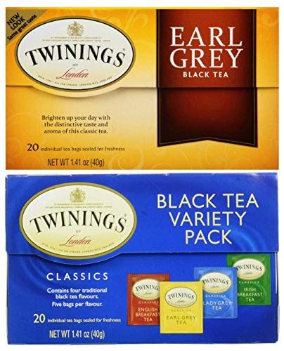 Twinings Earl Grey Tea Variety Pack Bundle with Black Tea Assortment (English Breakfast, Lady ...