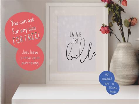 La Vie Est Belle Digital Printable, Minimal Quote Print, Quote Digital ...