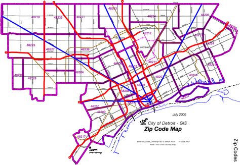 Detroit Zip Code Map large map | Zip code map, Map, Coding