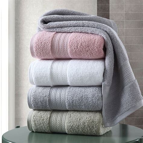 Cotton Towel Set Solid Color Large Thick Bath Towel Bathroom Hand Face ...