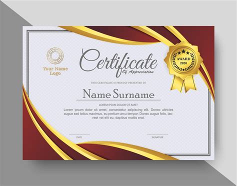 Creative appreciation certificate in red and gold 1427510 Vector Art at ...