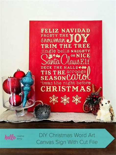 DIY Christmas Word Art Canvas Sign With Cut File | Diy christmas art ...