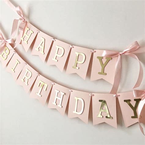 Blush Rose Gold Birthday Banner BP001 | Diy birthday banner, Gold birthday party decorations ...