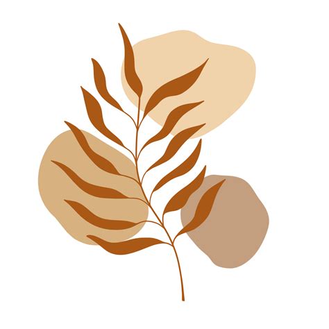 Autumn leaves illustration. Boho Aesthetic. Minimalist Style. 15736622 PNG