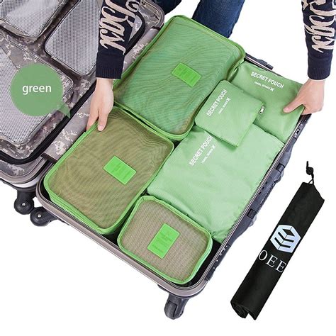 OEE 6 Set Travel Organizers Packing Cubes Luggage Organizers Compression Pouches With Laundry ...