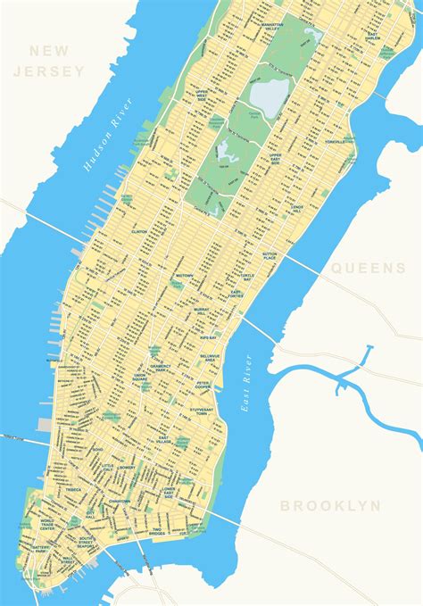 Manhattan Map - Roads and Parks - GIS Geography